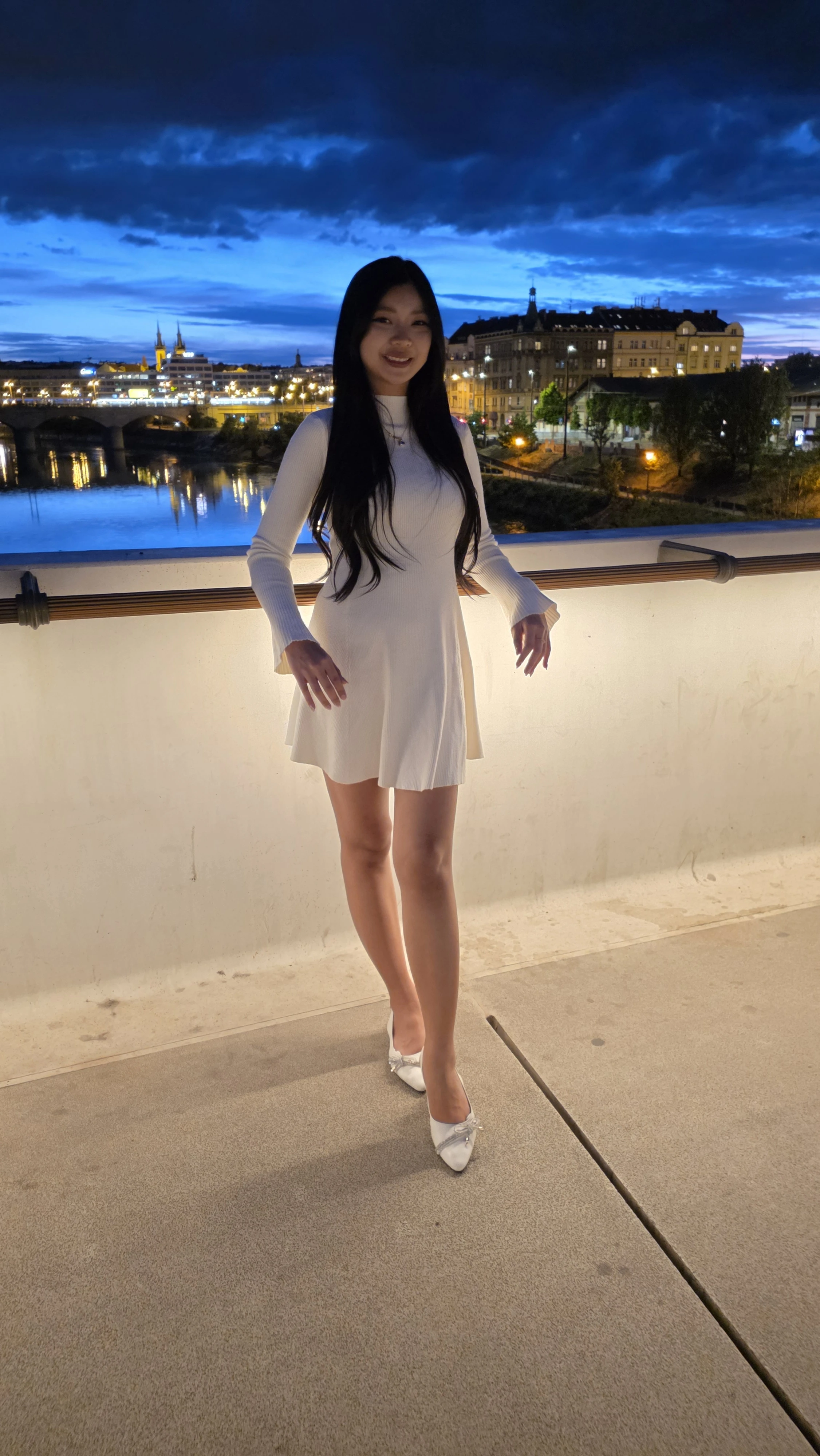 Baifern by the Vltava river in Prague at dusk
